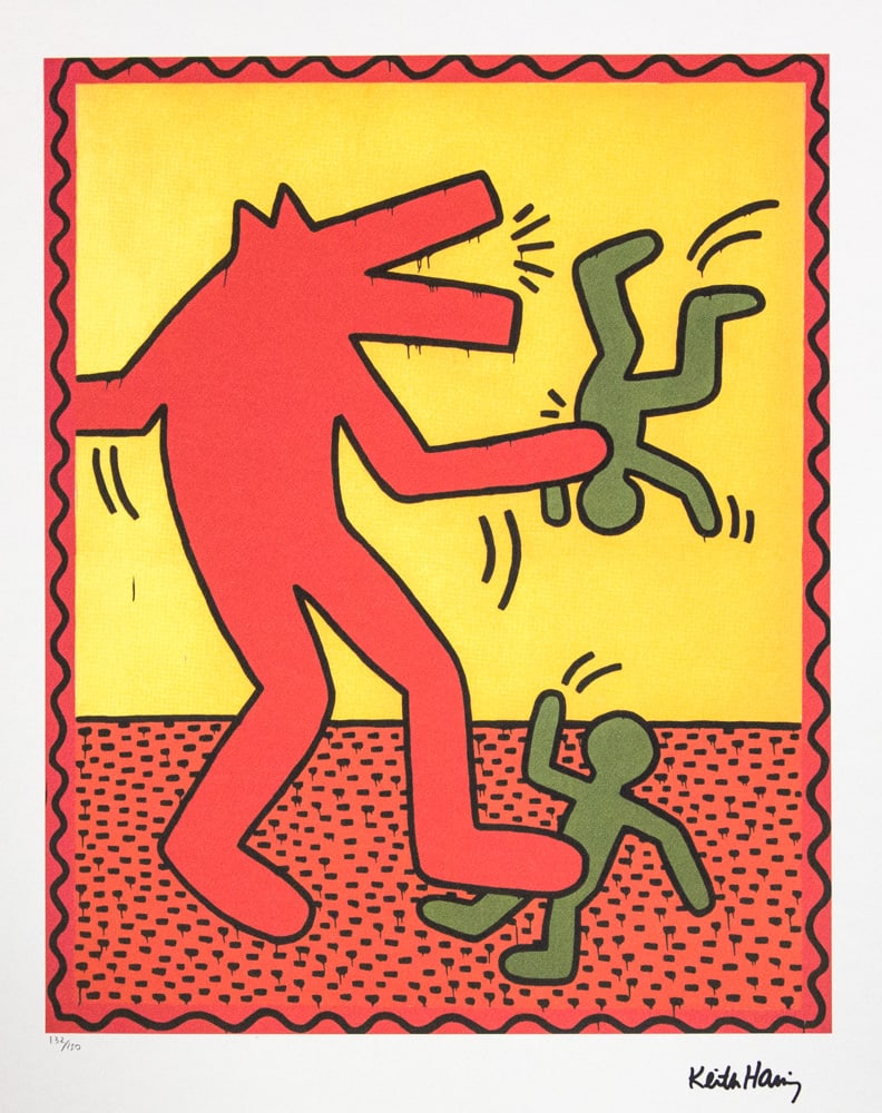 Keith Haring, Untitled: Keith Haring (after) untitled, offset lithography, limited edition of 150, sheet size 50 x 70 cm, plate signed bottom right, numbered with pencil bottom left 132/150, cotton paper, Keith Haring Founda