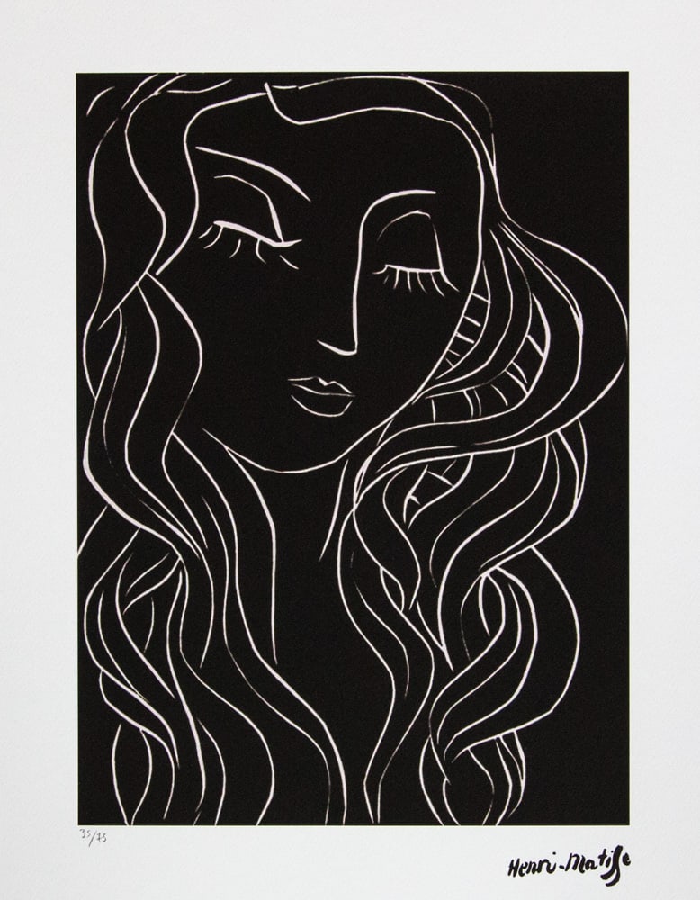 Henri Matisse 'Pasiphae: Sleep, Sleeper with Long Eyelashes': Henri Matisse (after) 'Pasiphae: Sleep, Sleeper with Long Eyelashes' offset lithography, limited edition of 75, sheet size 50 x 70 cm, plate signed bottom right, numbered with pencil bottom left