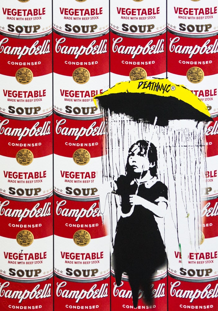 DEATH NYC SIGNED FINE ART PRINT W/COA: DEATH NYC Signed Fine Art Print with COA , DEATH NYC is a New York City-based street artist. Her pseudonym is an acronym for 'Don't Easily Abandon the Hope'. Print is blind stamped, comes with