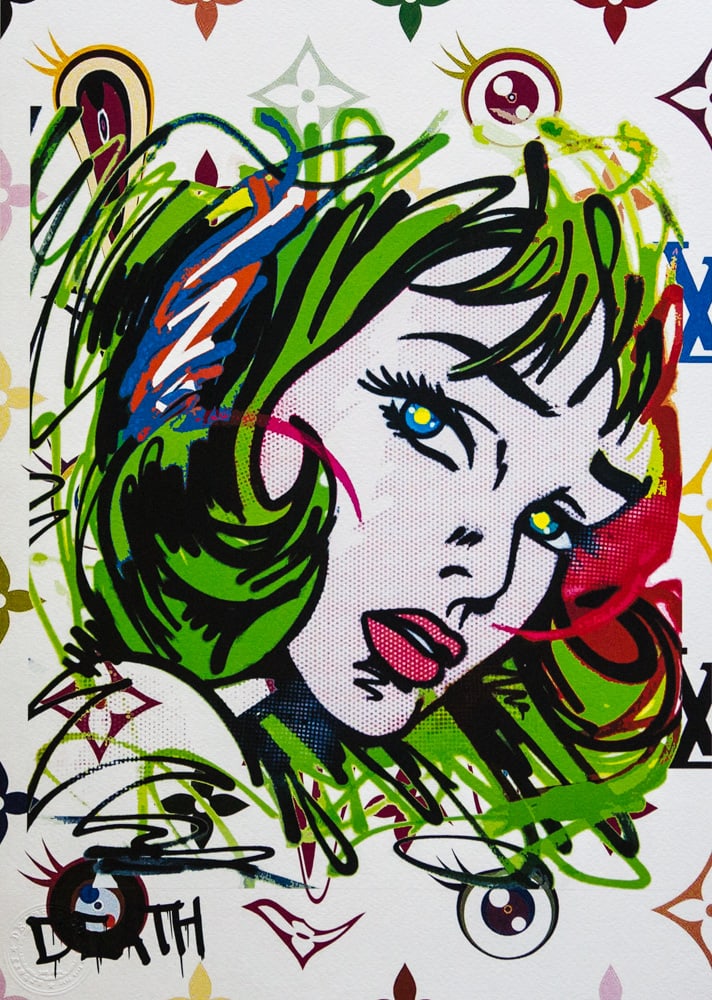 DEATH NYC SIGNED FINE ART PRINT W/COA: DEATH NYC Signed Fine Art Print with COA , DEATH NYC is a New York City-based street artist. Her pseudonym is an acronym for 'Don't Easily Abandon the Hope'. Print is blind stamped, comes with