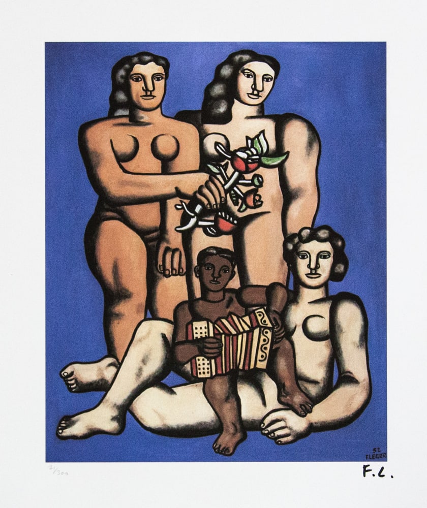 Fernand Leger 'Three Sisters': Fernand Leger (after) 'Three Sisters' lithography print, plate signed bottom right, numbered with pencil bottom left, limited edition 71/300, bottom left publishing house stamp 'Leonardo Artis',