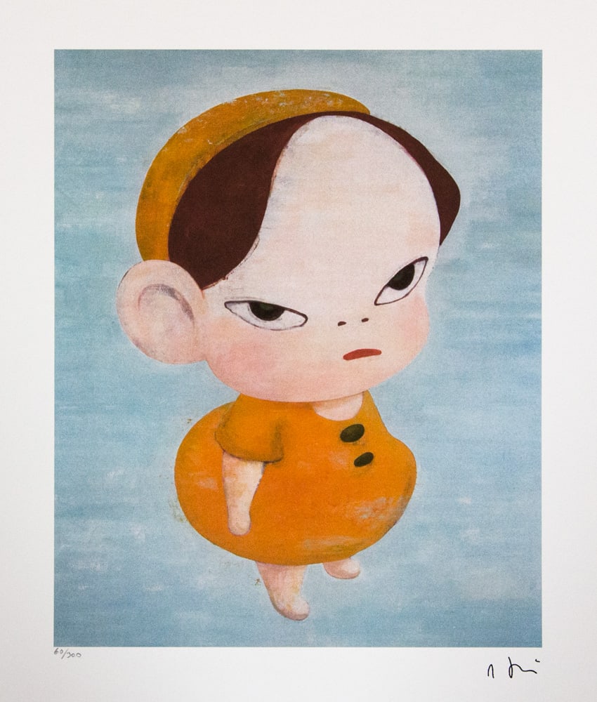 Yoshitomo Nara 'Yellow in Blue': Yoshitomo Nara (after) 'Yellow in Blue' offset lithography, limited edition of 300, sheet size 50 x 65 cm, plate signed bottom right, numbered with pencil bottom left 60/300, fine art paper, without