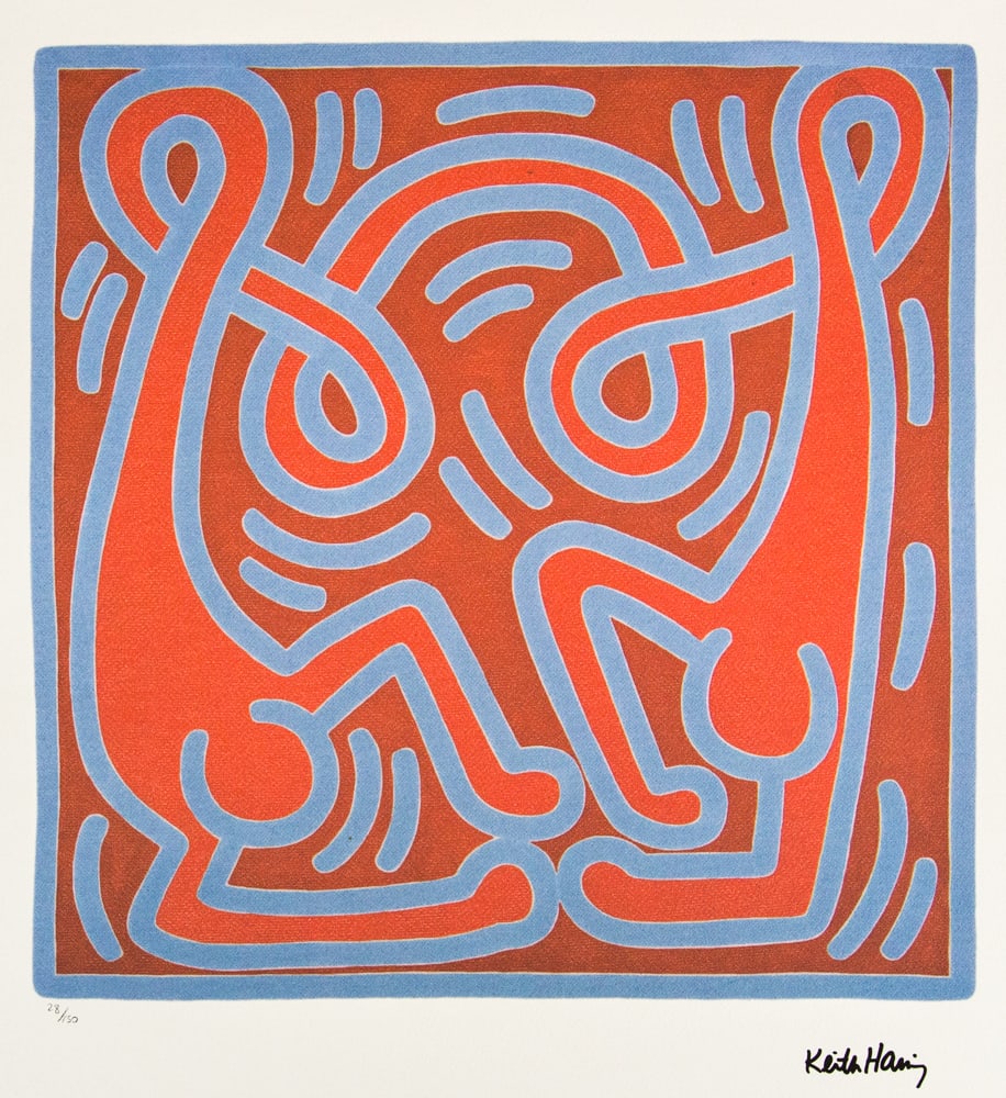Keith Haring, Untitled: Keith Haring (after) untitled, offset lithography, limited edition of 150, sheet size 50 x 70 cm, plate signed bottom right, numbered with pencil bottom left 28/150, cotton paper, Keith Haring Foundat