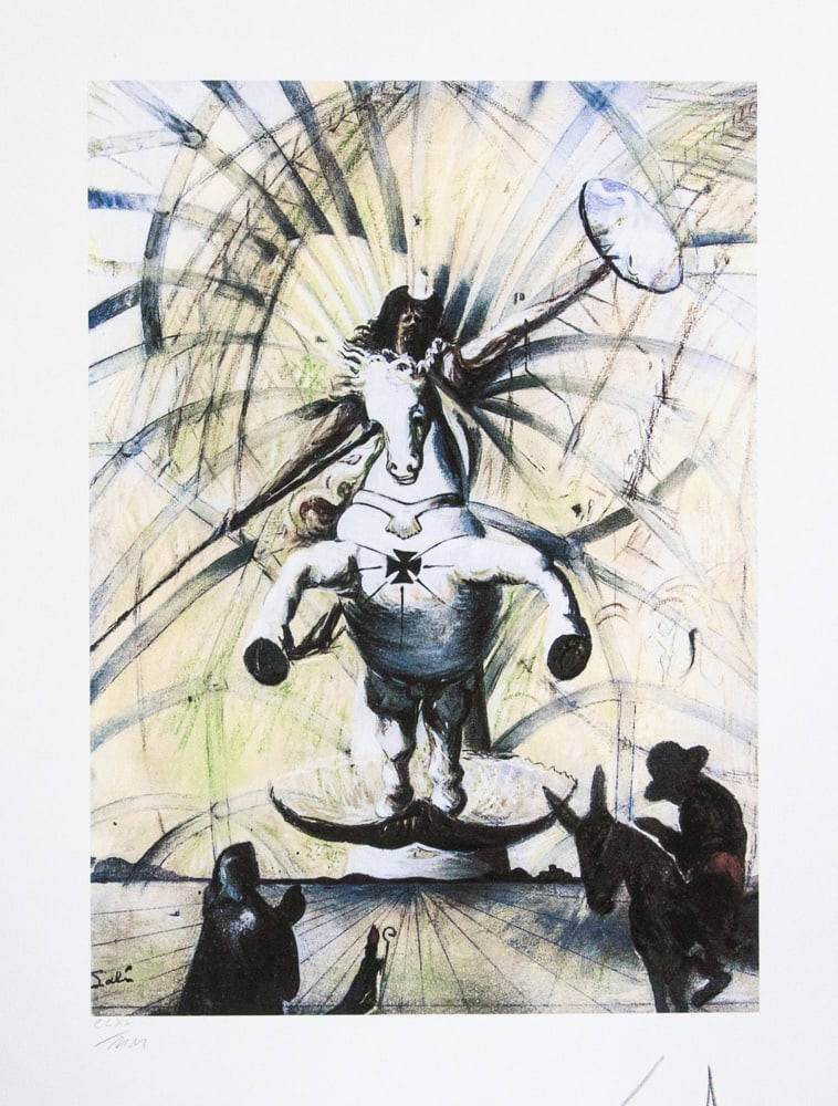 Salvador Dali 'Santiago el Grande': Salvador Dali (after) 'Santiago el Grande' offset lithography, sheet size 50 x 65 cm, heavy paper with watermark BFK Rives France, signed bottom right, pencil 'Dali', numbered with pencil bottom left