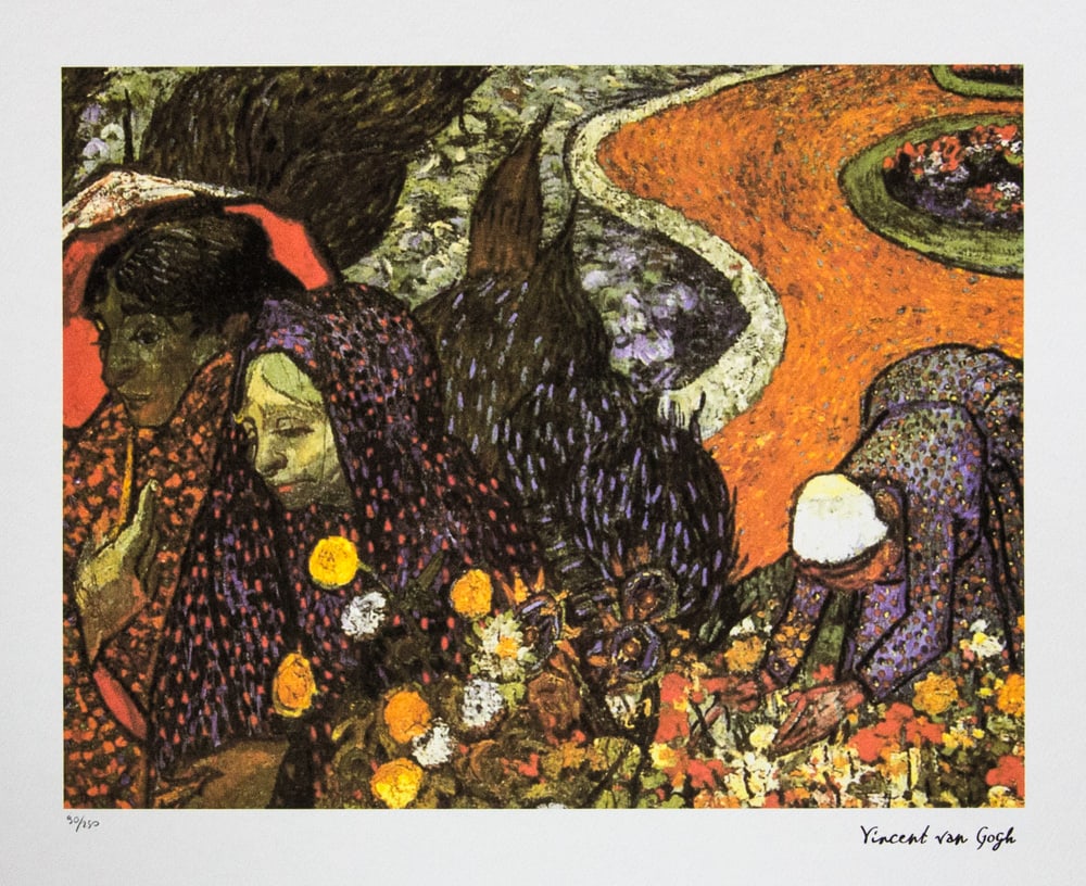 Vincent van Gogh 'Memory of the Garden in Etten': Vincent van Gogh (after) 'Memory of the Garden in Etten' lithography print, sheet size 50 x 70 cm, plate signed bottom right, numbered with pencil bottom left, limited edition 90/250, with embossing