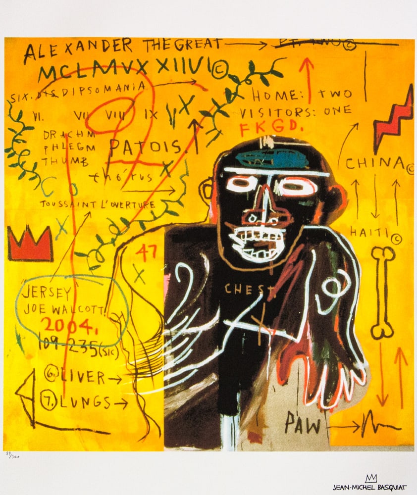 Jean-Michel Basquiat 'All Colored Cast (Part III)': Jean-Michel Basquiat (after) 'All Colored Cast (Part III)' lithography print, sheet size 50 x 70 cm, plate signed bottom right, numbered bottom left with pencil, limited edition 89/300, bottom right
