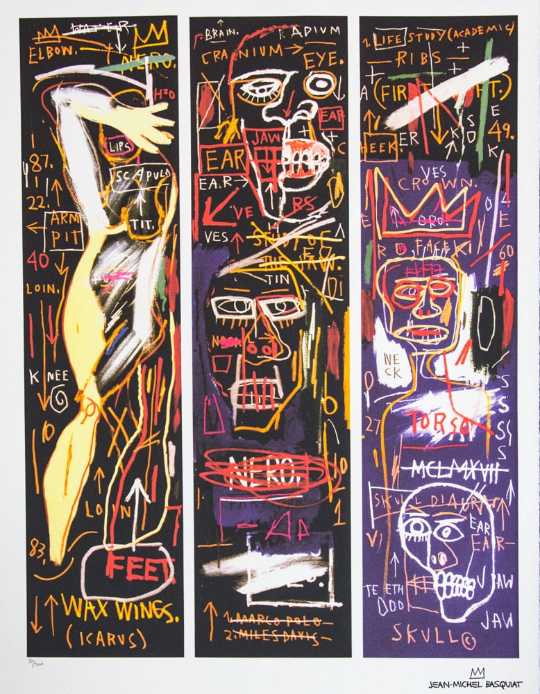 Jean-Michel Basquiat, Untitled: Jean-Michel Basquiat (after) untitled, lithography print, sheet size 50 x 70 cm, plate signed bottom right, numbered bottom left with pencil, limited edition 80/300, bottom right publishing house