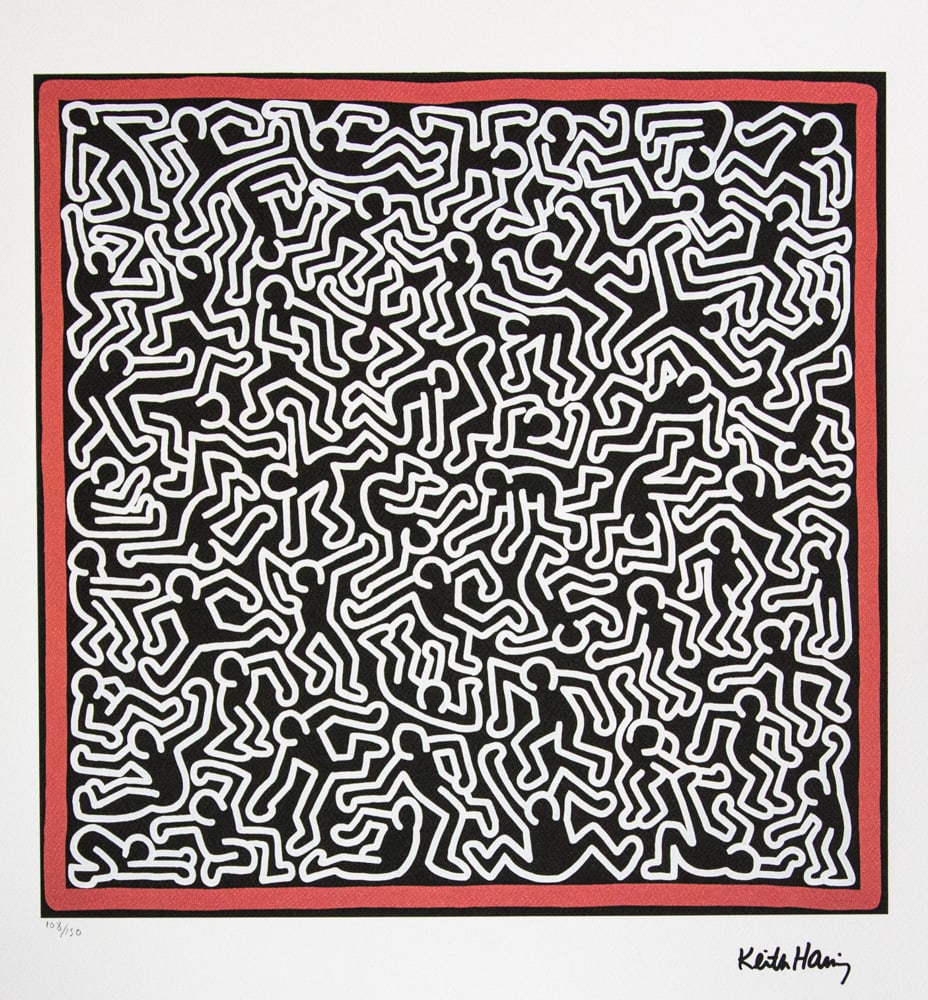 Keith Haring, Untitled: Keith Haring (after) untitled, offset lithography, limited edition of 150, sheet size 50 x 70 cm, plate signed bottom right, numbered with pencil bottom left 108/150, cotton paper, Keith Haring