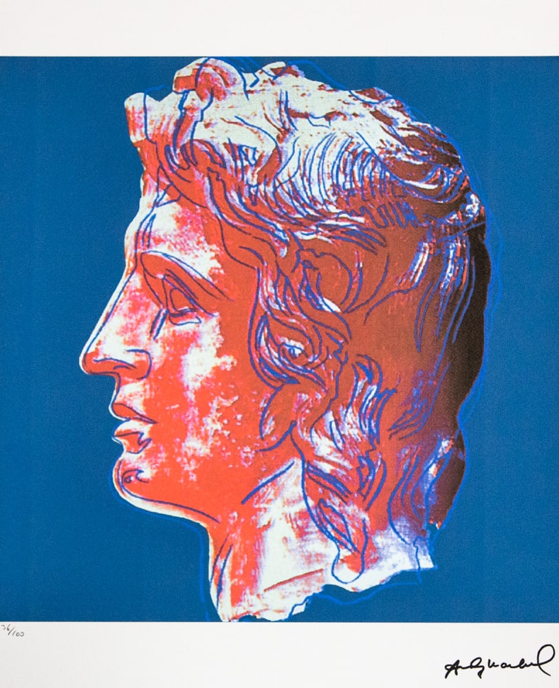 Andy Warhol 'Alexander the Great': Andy Warhol (after) 'Alexander the Great' offset lithograph in colors on Arches paper, sheet size 38,5 x 57 cm, plate signed bottom right, numbered with pencil, limited edition 36/100 (Leo Castelli,