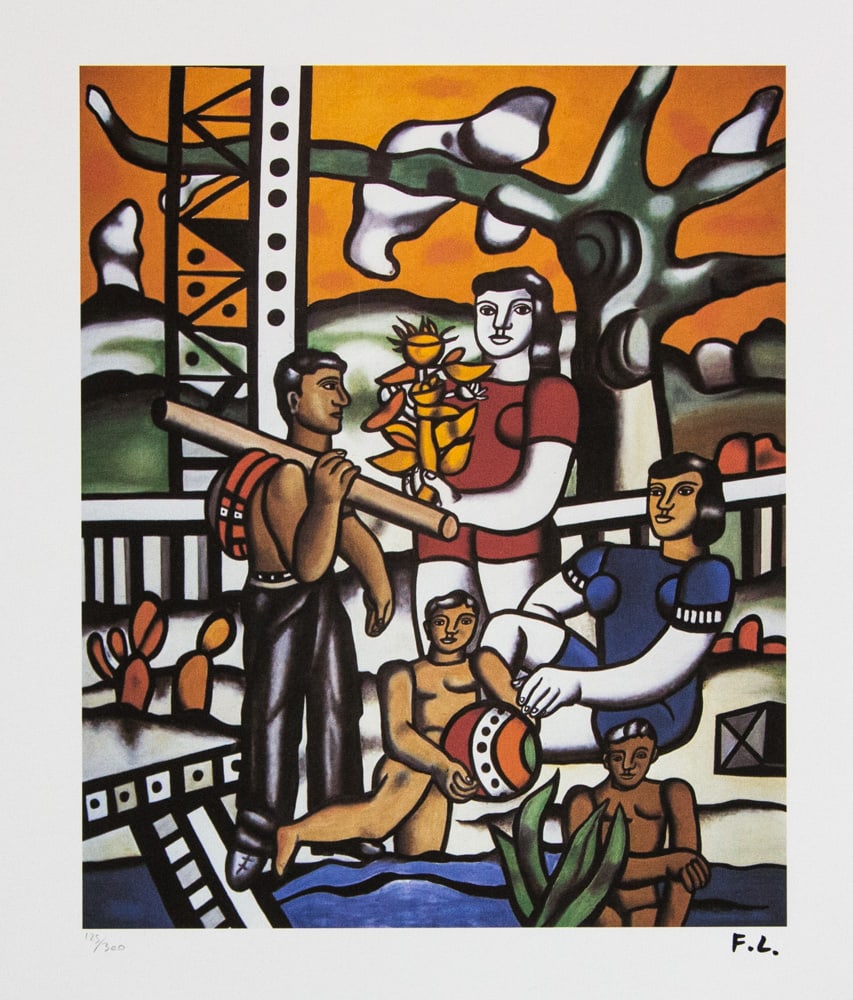 Fernand Leger 'The Camper': Fernand Leger (after) 'The Camper' lithography print, plate signed bottom right, numbered with pencil bottom left, limited edition 125/300, bottom left publishing house stamp 'Leonardo Artis', heavy