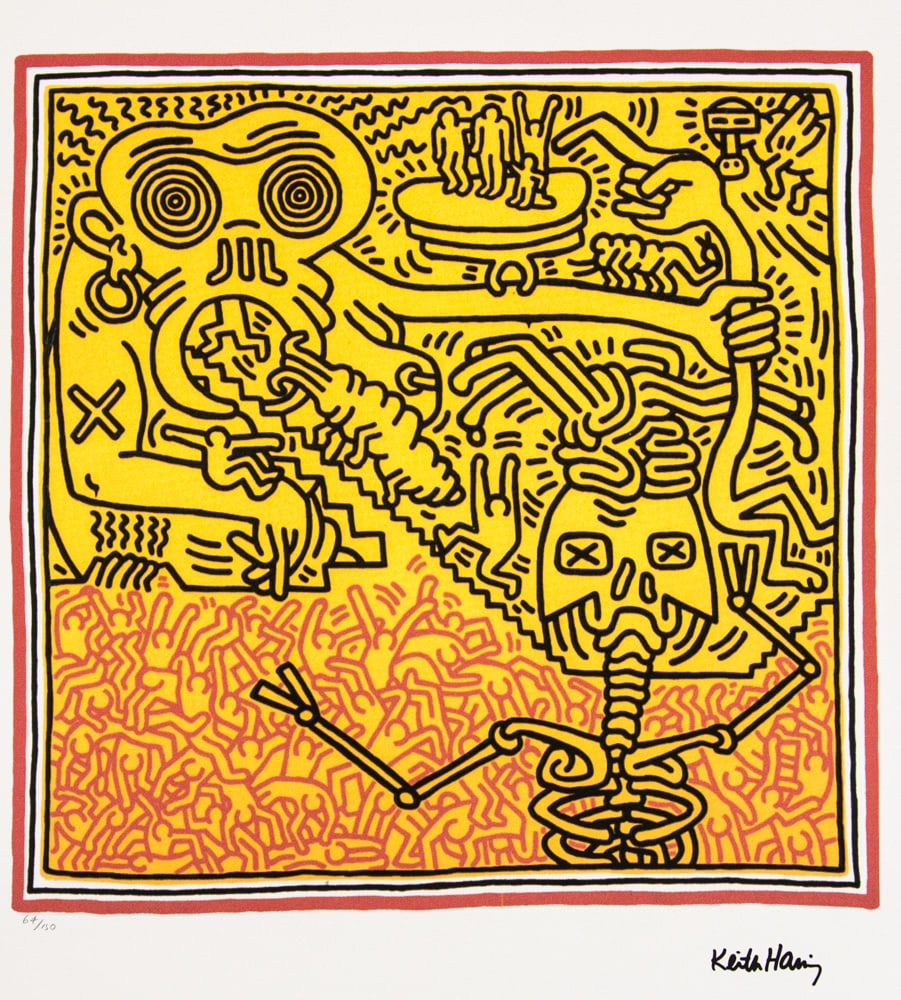 Keith Haring, Untitled: Keith Haring (after) untitled, offset lithography, limited edition of 150, sheet size 50 x 70 cm, plate signed bottom right, numbered with pencil bottom left 64/150, cotton paper, Keith Haring Foundat