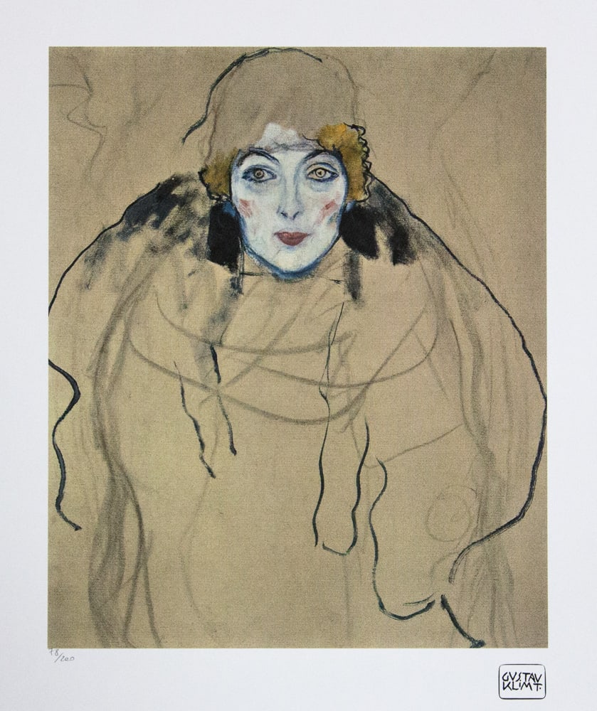 Gustav Klimt 'Portrait of a Lady': Gustav Klimt (after) 'Portrait of a Lady' limited edition of 200, lithograph print, plate signed bottom right, numbered with pencil bottom left 78/200, fine art paper, with La TREC Spa embossing,