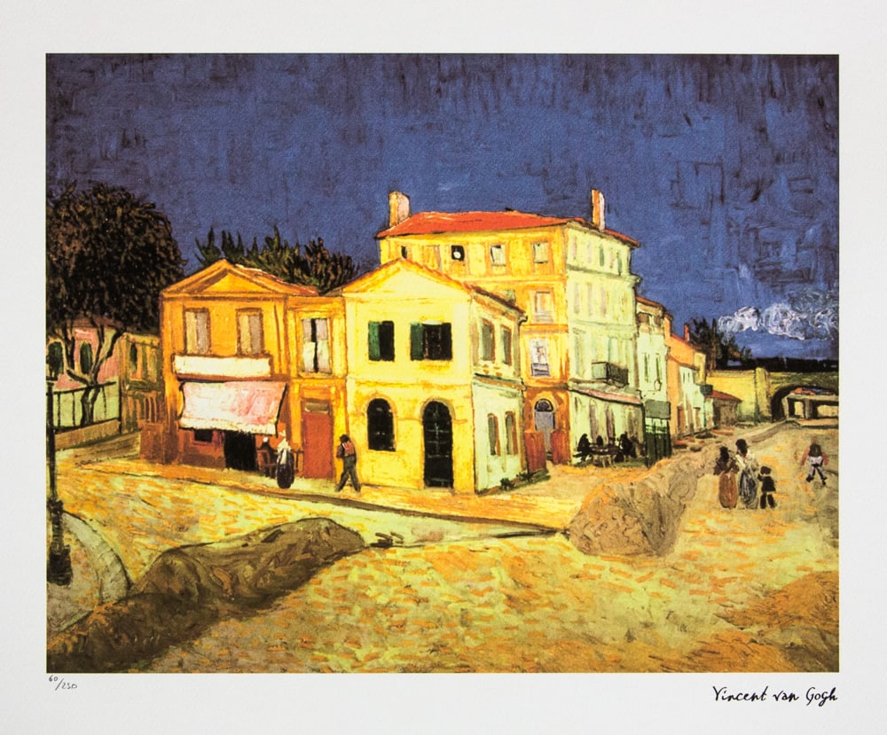 Vincent van Gogh 'The Yellow House': Vincent van Gogh (after) 'The Yellow House' lithography print, sheet size 50 x 70 cm, plate signed bottom right, numbered with pencil bottom left, limited edition 60/250, with embossing stamp