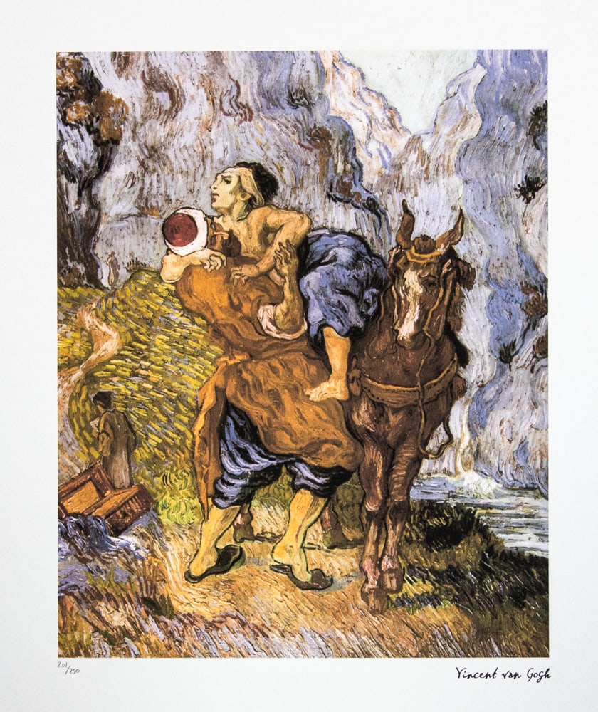 Vincent van Gogh 'The Good Samaritan': Vincent van Gogh (after) 'The Good Samaritan' lithography print, sheet size 50 x 70 cm, plate signed bottom right, numbered with pencil bottom left, limited edition 201/250, with embossing stamp
