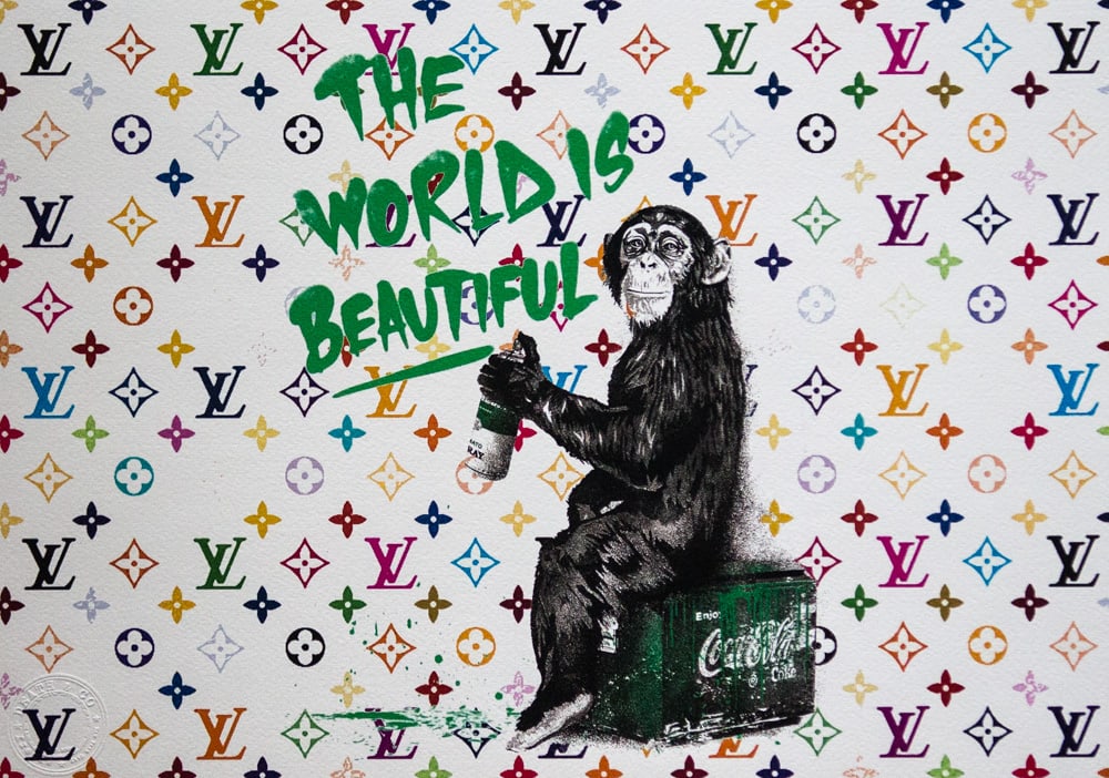 DEATH NYC SIGNED FINE ART PRINT W/COA: DEATH NYC Signed Fine Art Print with COA , DEATH NYC is a New York City-based street artist. Her pseudonym is an acronym for 'Don't Easily Abandon the Hope'. Print is blind stamped, comes with