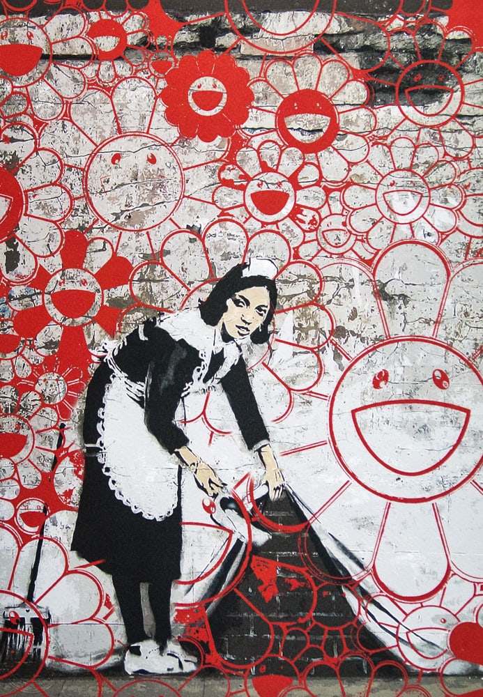 DEATH NYC SIGNED FINE ART PRINT W/COA: DEATH NYC Signed Fine Art Print with COA , DEATH NYC is a New York City-based street artist. Her pseudonym is an acronym for 'Don't Easily Abandon the Hope'. Print is blind stamped, comes with