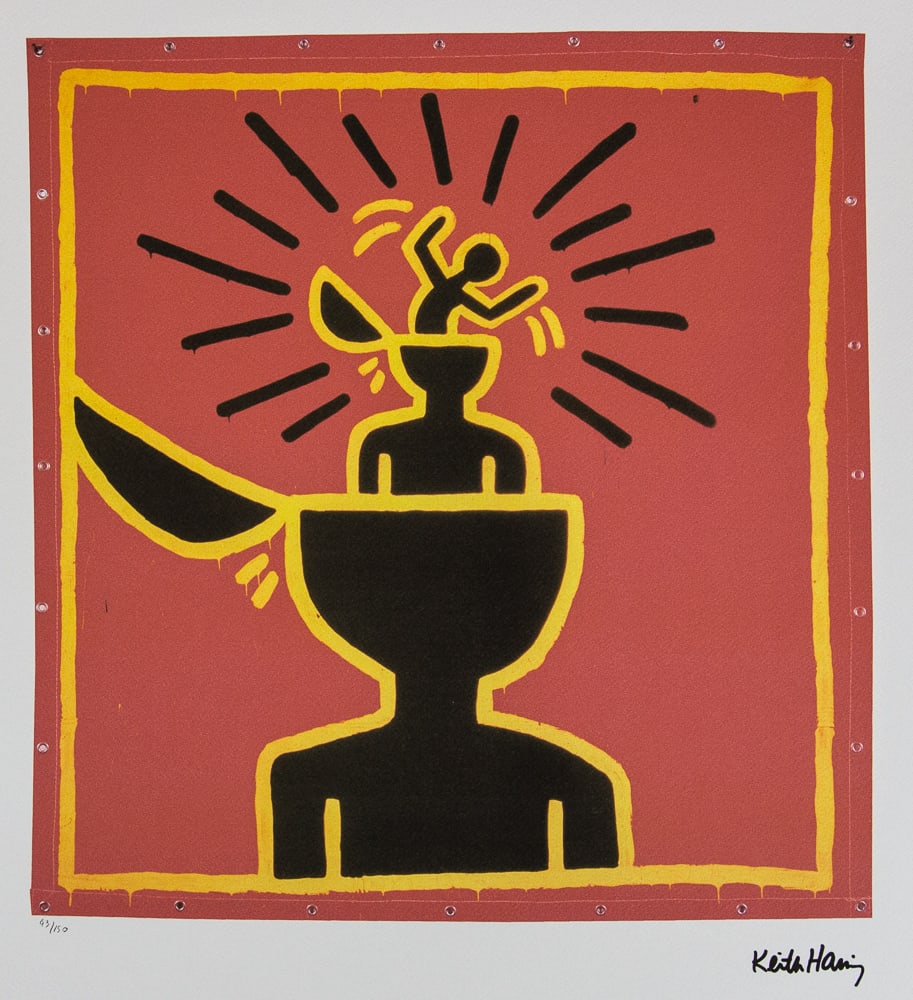 Keith Haring, Untitled: Keith Haring (after) untitled, offset lithography, limited edition of 150, sheet size 50 x 70 cm, plate signed bottom right, numbered with pencil bottom left 43/150, cotton paper, Keith Haring Foundat