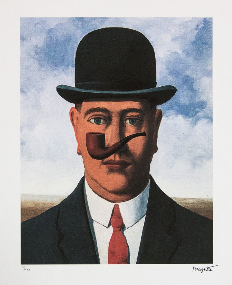 Rene Magritte 'Good Faith': Rene Magritte (after) 'Good Faith' lithography print, limited edition of 100, plate signed bottom right, numbered with pencil bottom left 52/100, bottom left publishing house stamp 'SPADEM, Paris',