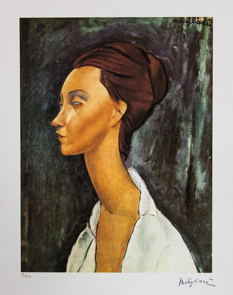 Amadeo Modigliani 'Lunia Czechovska': Amadeo Modigliani (after) 'Lunia Czechovska' lithography print, plate signed bottom right, numbered with pencil bottom left, limited edition 22/250, heavy paper, sheet size 70 x 50 cm, without