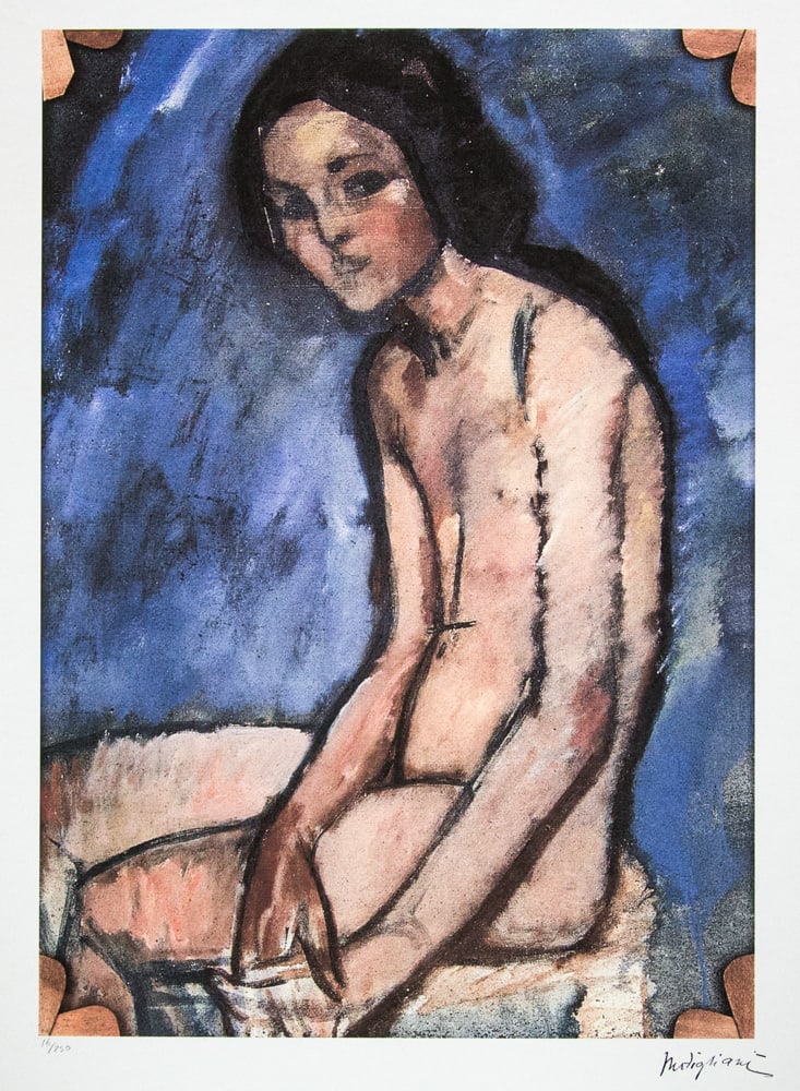 Amadeo Modigliani 'Seated Nude': Amadeo Modigliani (after) 'Seated Nude' lithography print, plate signed bottom right, numbered with pencil bottom left, limited edition 16/250, heavy paper, sheet size 70 x 50 cm, without additional