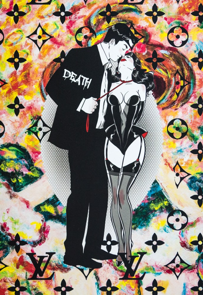 DEATH NYC SIGNED FINE ART PRINT W/COA: DEATH NYC Signed Fine Art Print with COA , DEATH NYC is a New York City-based street artist. Her pseudonym is an acronym for 'Don't Easily Abandon the Hope'. Print is blind stamped, comes with