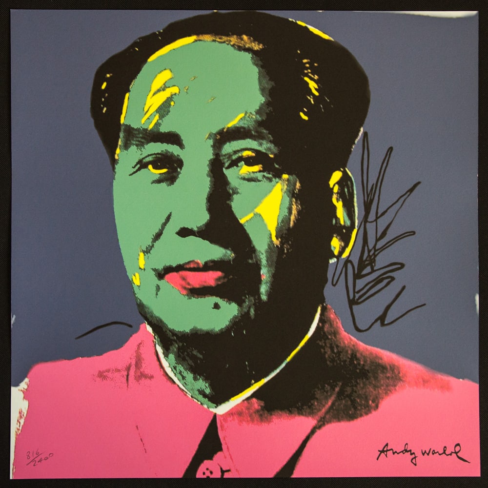 Andy Warhol 'Mao': Andy Warhol (after) 'Mao' offset lithography, size 60 x 60 cm, plate signed bottom right, numbered with pencil, limited edition 816/2400, heavy paper, stamped with CMOA on the back (Carnegie Museum