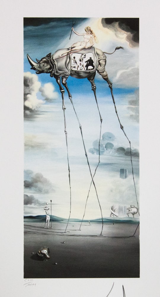 Salvador Dali 'Heavenly Walk': Salvador Dali (after) 'Heavenly Walk' offset lithography, sheet size 50 x 65 cm, heavy paper with watermark BFK Rives France, signed bottom right, pencil 'Dali', numbered with pencil bottom left