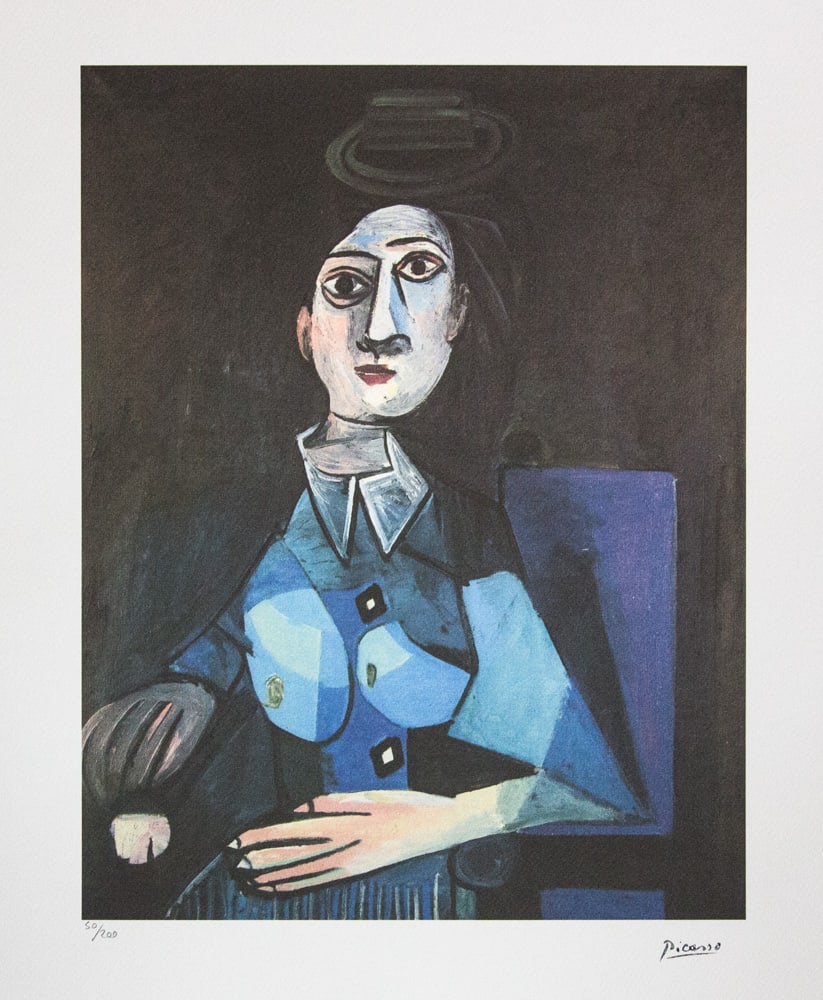 Pablo Picasso 'Portrait of Dora Maar': Pablo Picasso (after) 'Portrait of Dora Maar' lithograph print, limited edition of 200, sheet size 50 x 70 cm, plate signed bottom right, numbered with pencil bottom left 50/200, wove paper with