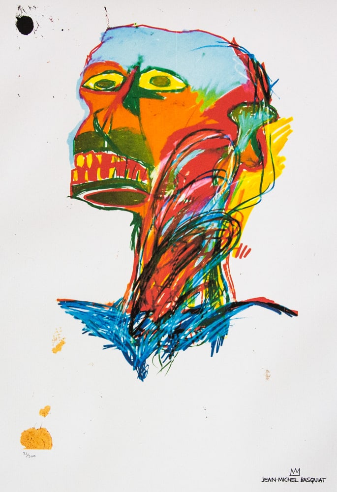 Jean-Michel Basquiat, Untitled: Jean-Michel Basquiat (after) untitled, lithography print, sheet size 50 x 70 cm, plate signed bottom right, numbered bottom left with pencil, limited edition 92/300, bottom right publishing house