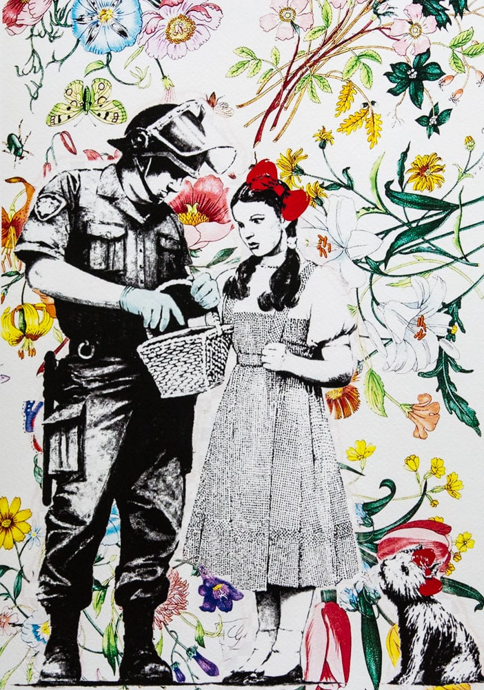 DEATH NYC SIGNED FINE ART PRINT W/COA: DEATH NYC Signed Fine Art Print with COA , DEATH NYC is a New York City-based street artist. Her pseudonym is an acronym for 'Don't Easily Abandon the Hope'. Print is blind stamped, comes with