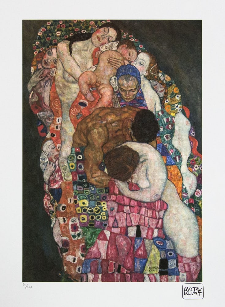 Gustav Klimt 'Death and Life': Gustav Klimt (after) 'Death and Life' limited edition of 200, lithograph print, plate signed bottom right, numbered with pencil bottom left 90/200, fine art paper, with La TREC Spa embossing, sheet