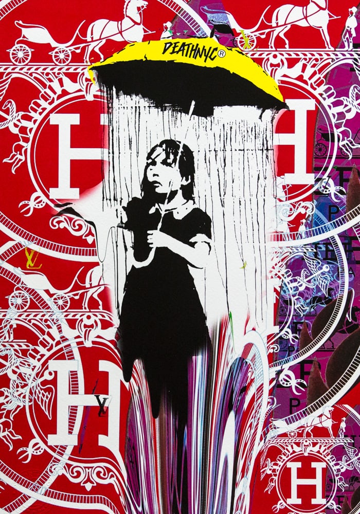 DEATH NYC SIGNED FINE ART PRINT W/COA: DEATH NYC Signed Fine Art Print with COA , DEATH NYC is a New York City-based street artist. Her pseudonym is an acronym for 'Don't Easily Abandon the Hope'. Print is blind stamped, comes with