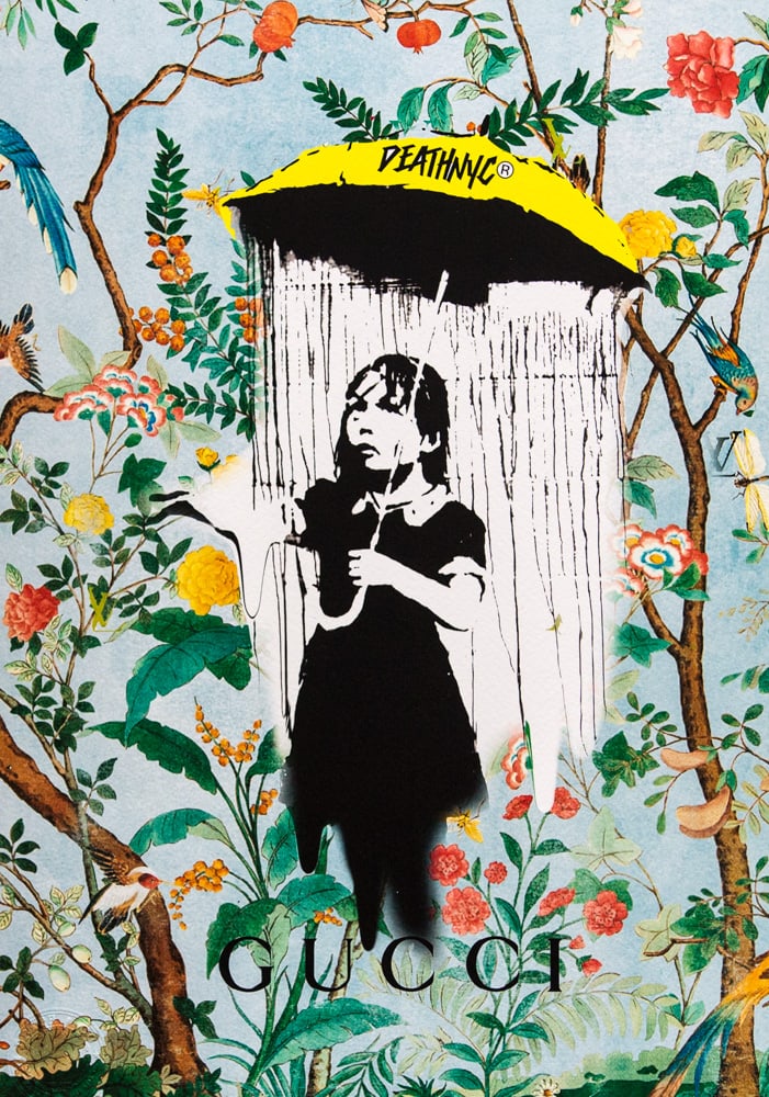 DEATH NYC SIGNED FINE ART PRINT W/COA: DEATH NYC Signed Fine Art Print with COA , DEATH NYC is a New York City-based street artist. Her pseudonym is an acronym for 'Don't Easily Abandon the Hope'. Print is blind stamped, comes with