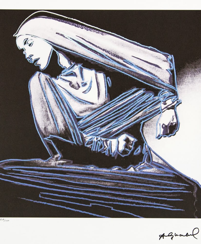 Andy Warhol 'Lamentation': Andy Warhol (after) 'Lamentation' offset lithograph in colors on Arches paper, sheet size 38,5 x 57 cm, plate signed bottom right, numbered with pencil, limited edition 44/100 (Leo Castelli, Art Galle