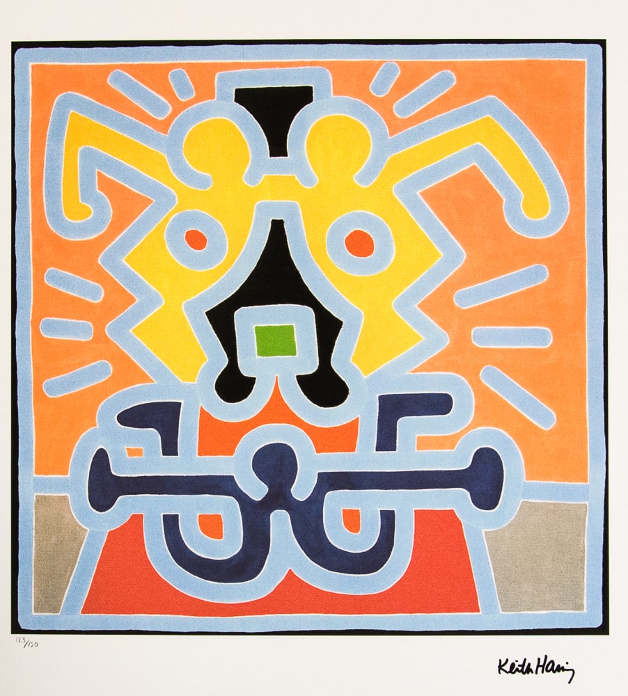 Keith Haring, Untitled: Keith Haring (after) untitled, offset lithography, limited edition of 150, sheet size 50 x 70 cm, plate signed bottom right, numbered with pencil bottom left 123/150, cotton paper, Keith Haring Founda