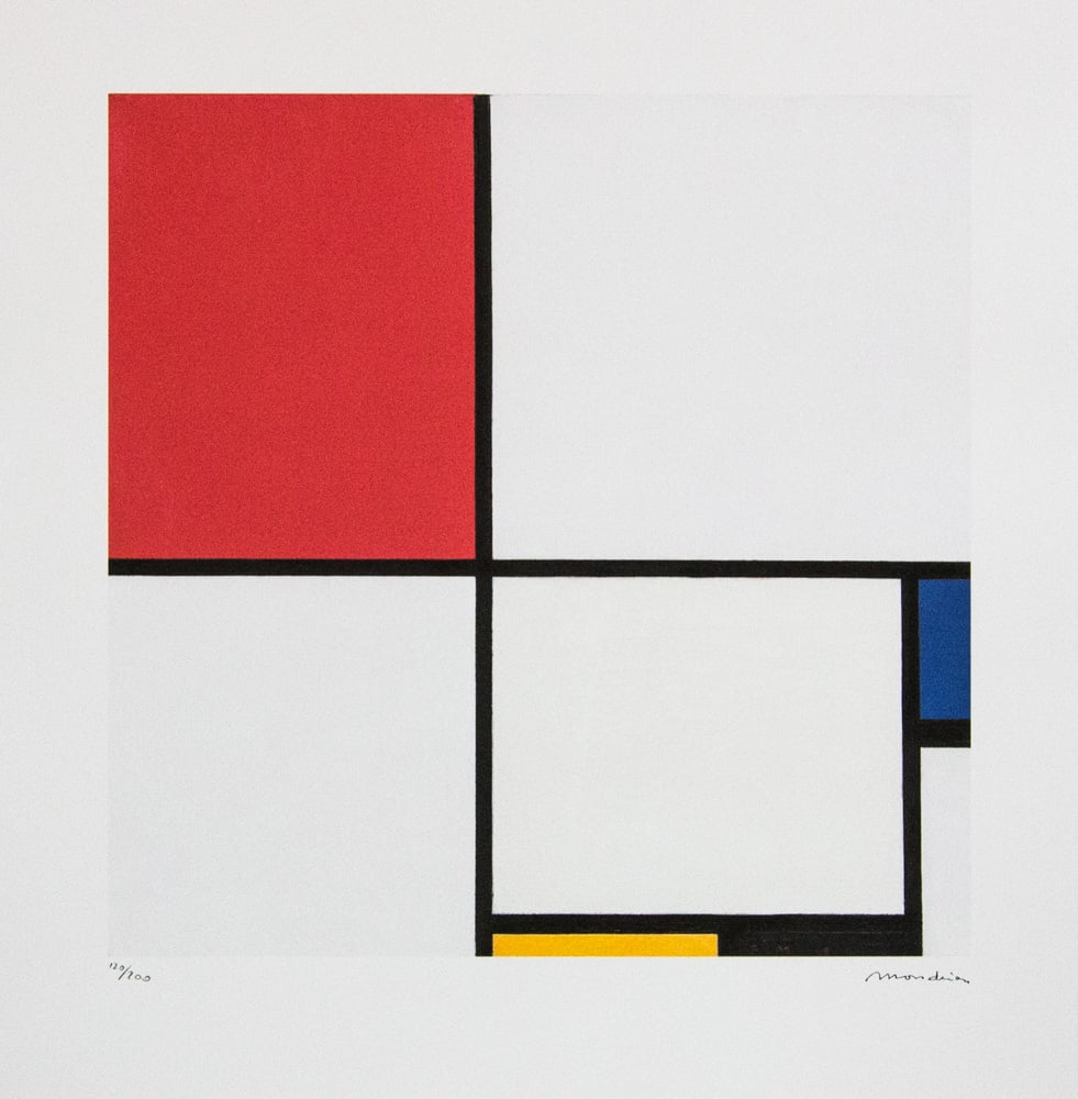 Piet Mondrian 'Composition III with Red, Blue, Yellow and Black': Piet Mondrian (after) 'Composition III with Red, Blue, Yellow and Black' lithography print, plate signed bottom right, numbered with pencil bottom left, limited edition 120/200, bottom left publishing