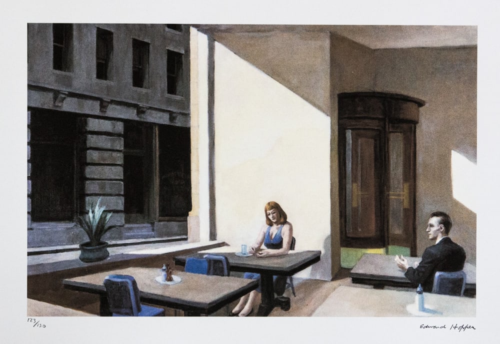 Edward Hopper 'Sunlights in Cafeteria': Edward Hopper (after) 'Sunlights in Cafeteria' limited edition 123/150, lithography print, plate signed bottom right, numbered with pencil bottom left, bottom left embossing stamp 'Georges Israel Edit