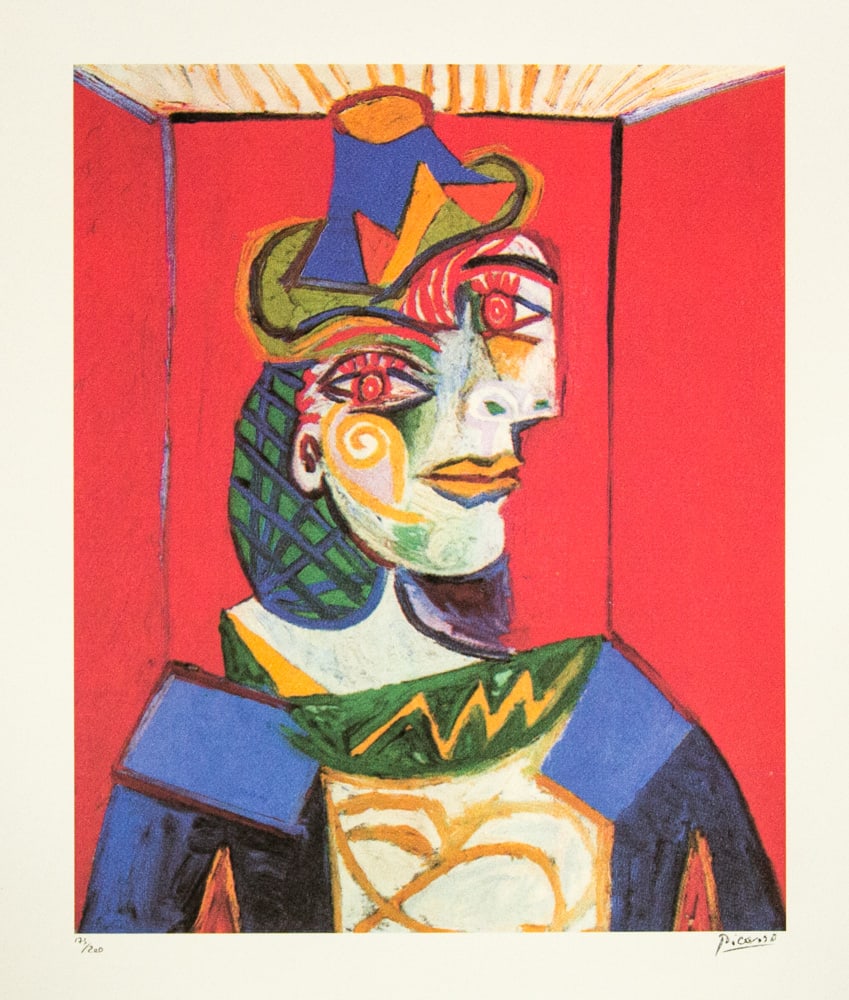 Pablo Picasso 'Portrait of Dora Maar': Pablo Picasso (after) 'Portrait of Dora Maar' lithograph print, limited edition of 200, sheet size 50 x 70 cm, plate signed bottom right, numbered with pencil bottom left 175/200, wove paper with