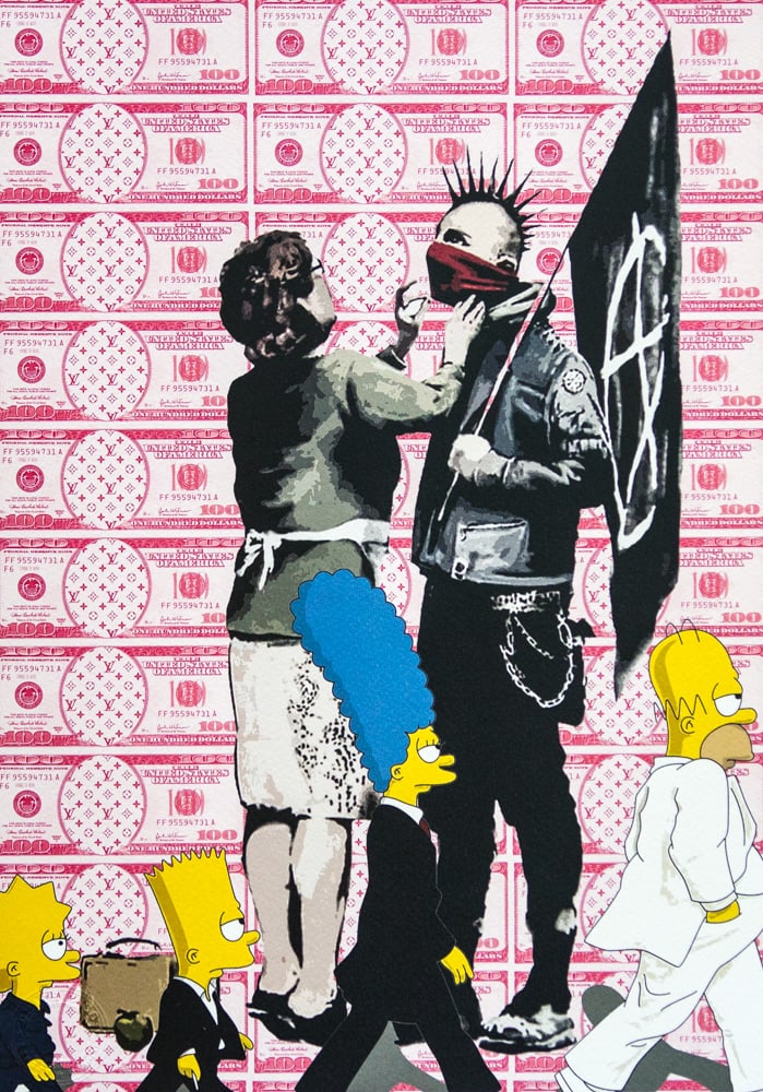 DEATH NYC SIGNED FINE ART PRINT W/COA: DEATH NYC Signed Fine Art Print with COA , DEATH NYC is a New York City-based street artist. Her pseudonym is an acronym for 'Don't Easily Abandon the Hope'. Print is blind stamped, comes with