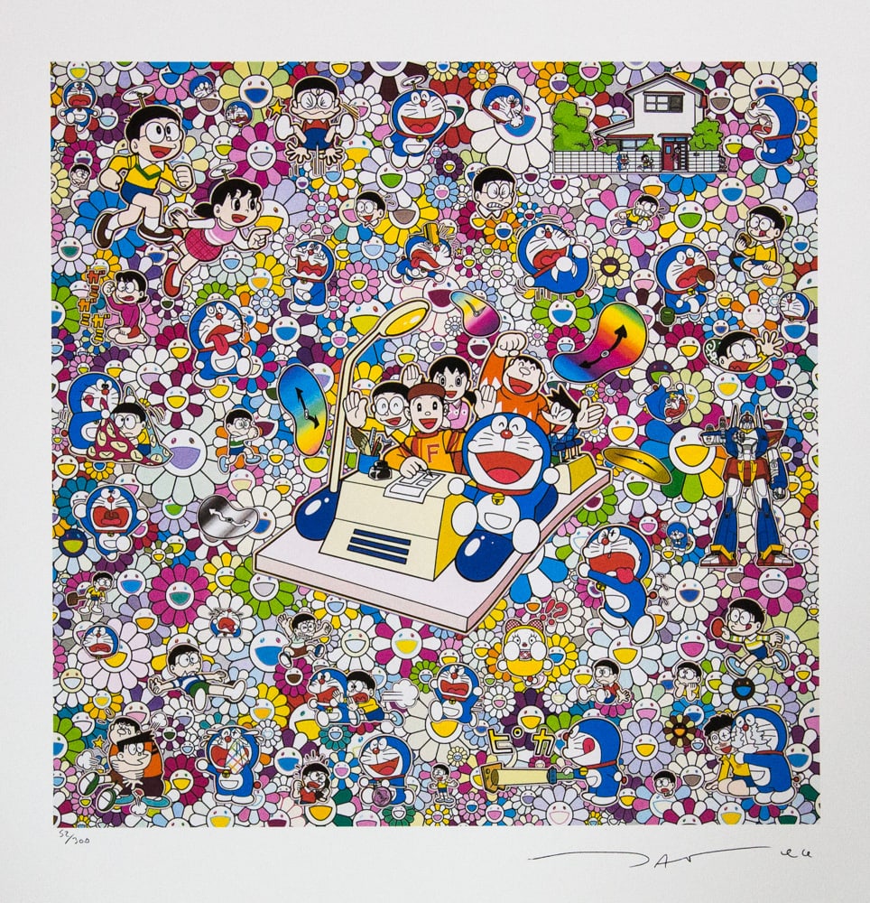Takashi Murakami 'On an Endless Journey on a Time...': Takashi Murakami (after) 'On an Endless Journey on a Time Machine with the Author Fujiko F. Fujio!' offset lithography, limited edition of 300, sheet size 50 x 65 cm, plate signed bottom right, number