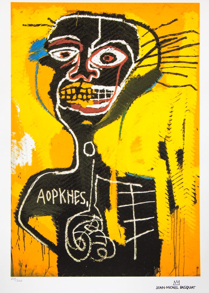 Jean-Michel Basquiat 'Cabeza': Jean-Michel Basquiat (after) 'Cabeza' lithography print, sheet size 50 x 70 cm, plate signed bottom right, numbered bottom left with pencil, limited edition 209/300, bottom right publishing house