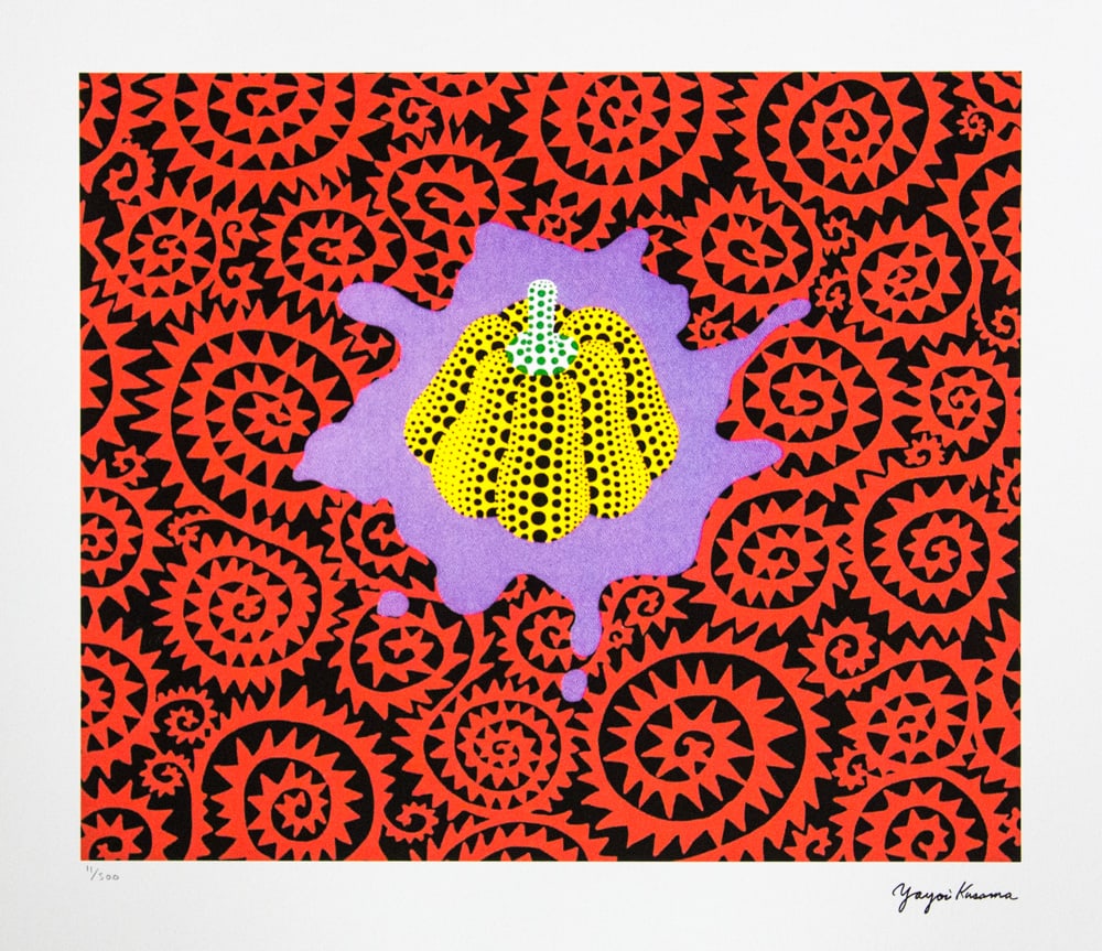 Yayoi Kusama 'Pumpkin': Yayoi Kusama (after) 'Pumpkin' offset lithography, limited edition of 500, sheet size 50 x 65 cm, plate signed bottom right, numbered with pencil bottom left 11/500, fine art paper, without