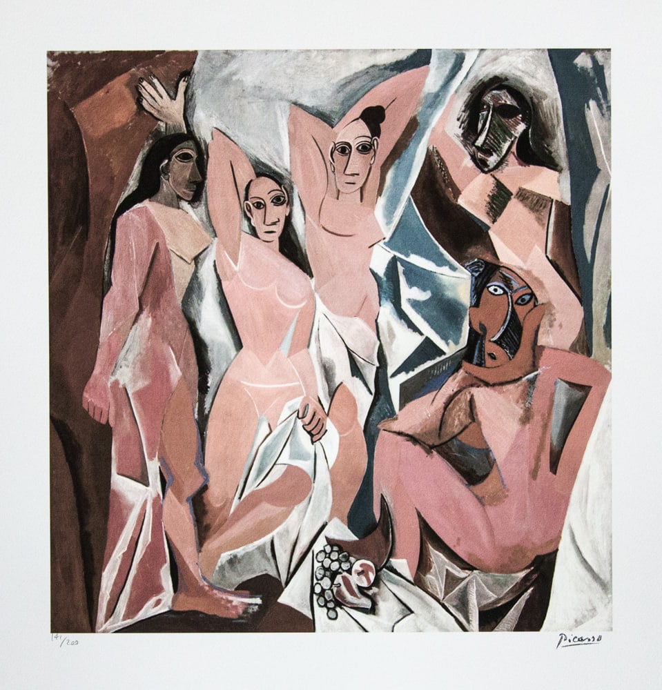 Pablo Picasso 'The Young Ladies of Avignon': Pablo Picasso (after) 'The Young Ladies of Avignon' lithograph print, limited edition of 200, sheet size 50 x 70 cm, plate signed bottom right, numbered with pencil bottom left 141/200, wove paper