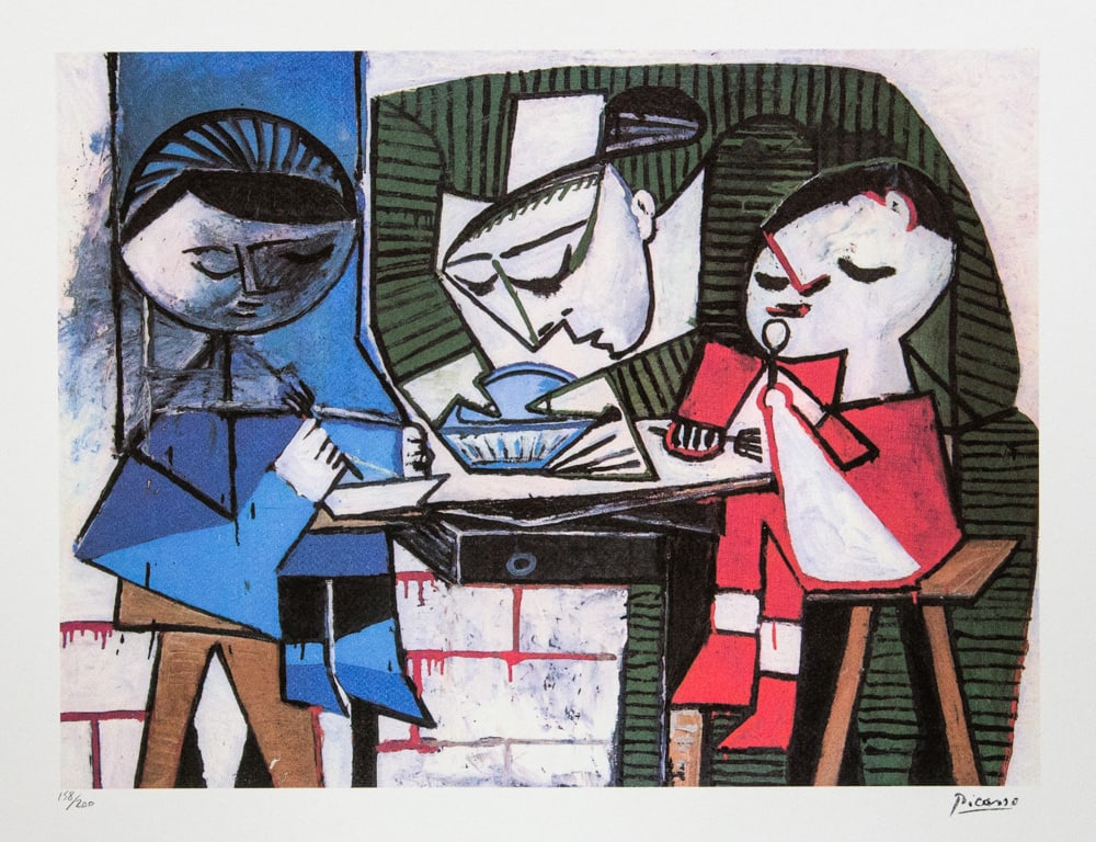 Pablo Picasso 'Breakfast': Pablo Picasso (after) 'Breakfast' lithograph print, limited edition of 200, sheet size 50 x 70 cm, plate signed bottom right, numbered with pencil bottom left 158/200, wove paper with Pablo Picasso Mu