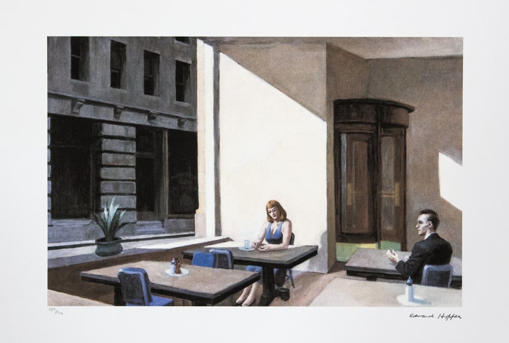 Edward Hopper 'Sunlights in Cafeteria': Edward Hopper (after) 'Sunlights in Cafeteria' limited edition 150/150, lithography print, plate signed bottom right, numbered with pencil bottom left, cotton paper Arches France, sheet size 38 x 57 c