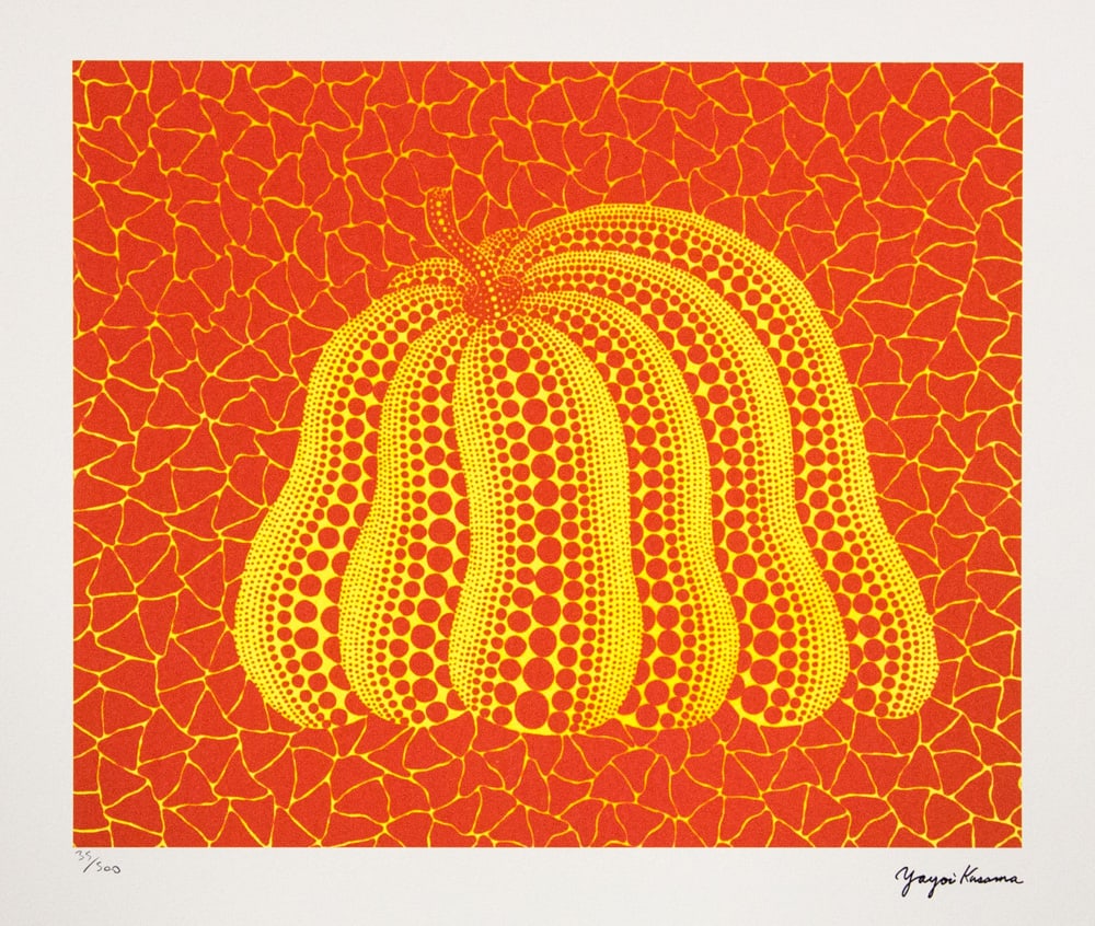 Yayoi Kusama 'Pumpkin': Yayoi Kusama (after) 'Pumpkin' offset lithography, limited edition of 500, sheet size 50 x 65 cm, plate signed bottom right, numbered with pencil bottom left 35/500, fine art paper, without