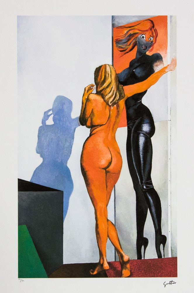 Renato Guttuso 'Nudo - Ombra di Allen Jones': Renato Guttuso (after) 'Nudo - Ombra di Allen Jones' lithography print, signed bottom right, numbered with pencil bottom left, limited edition 21/50, bottom left publishing house stamp 'Leonardo