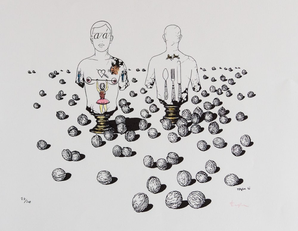 Toyen 'The Shooting Gallery VIII': Toyen (after), Marie Cerminova 'The Shooting Gallery VIII' lithography print, signed bottom right, numbered with pencil bottom left, limited edition 77/500, bottom embossing stamps, paper BFK Rives, s