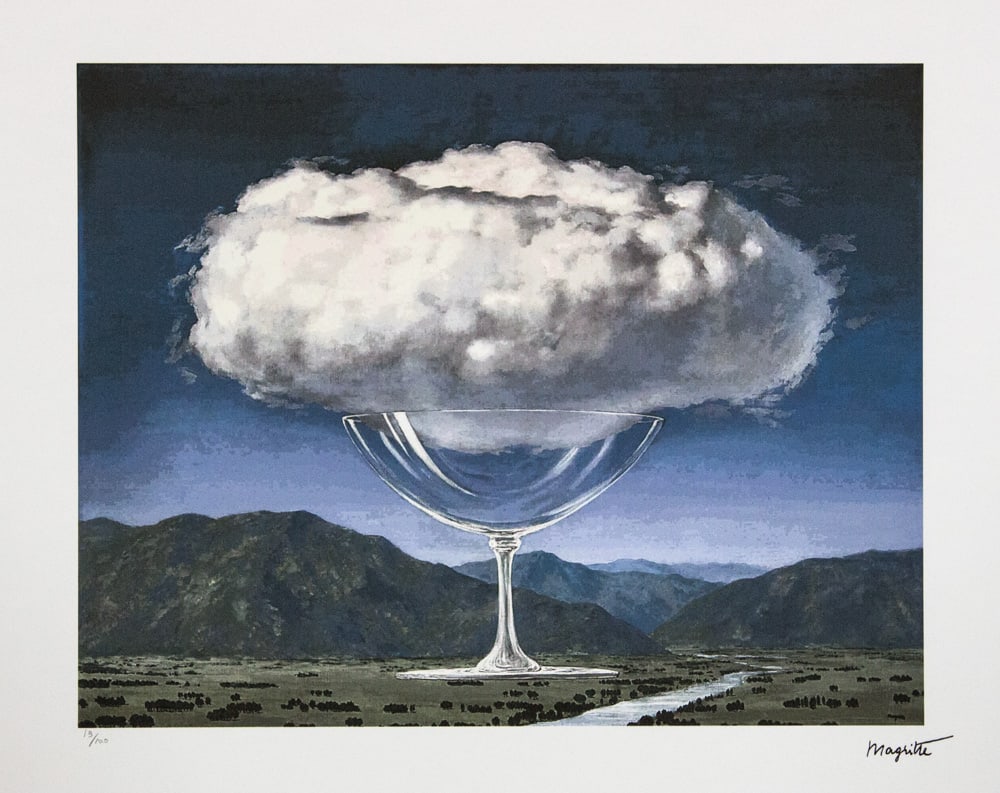 Rene Magritte 'The Heartstrings': Rene Magritte (after) 'The Heartstrings' lithography print, limited edition of 100, plate signed bottom right, numbered with pencil bottom left 19/100, bottom left publishing house stamp 'SPADEM, Pari