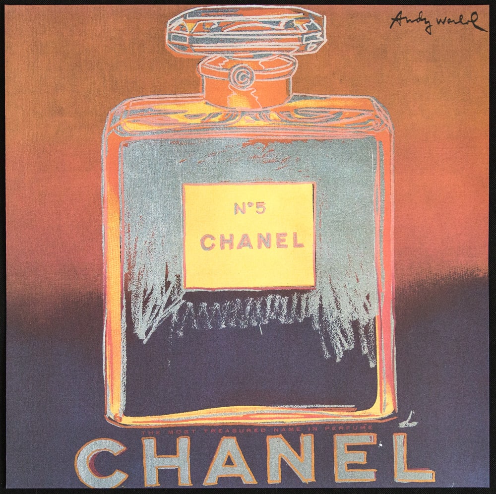 Andy Warhol 'Chanel': Andy Warhol (after) 'Chanel' offset lithography, size 60 x 60 cm, plate signed top right, numbered with pencil, limited edition 376/2400, heavy paper, stamped with CMOA on the back (Carnegie Museum of